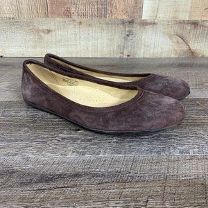 LL Bean Women's Sz 8M Ballet Flats Brown Suede OKL